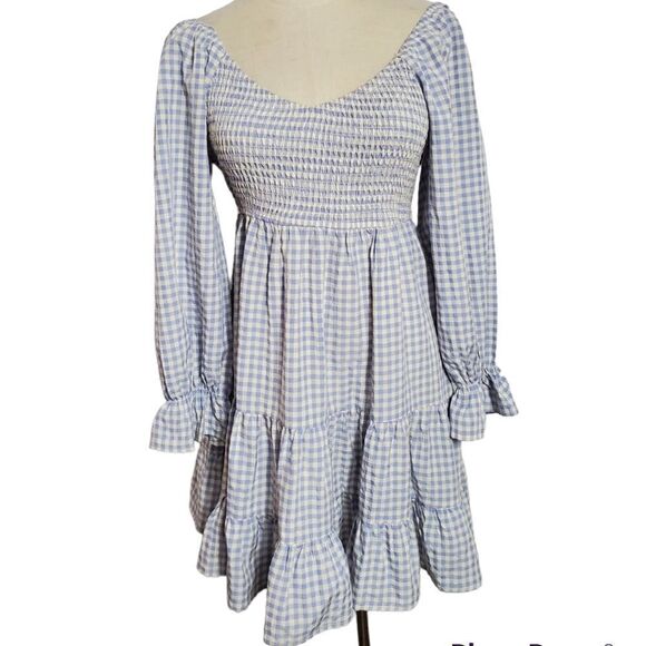 Blue B Blue Checked Gingham Mini Dress - Picture 1 of 6